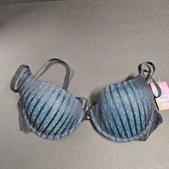 Hers by Herman 34B Turquoise with black lace bra - Picture 3 of 4